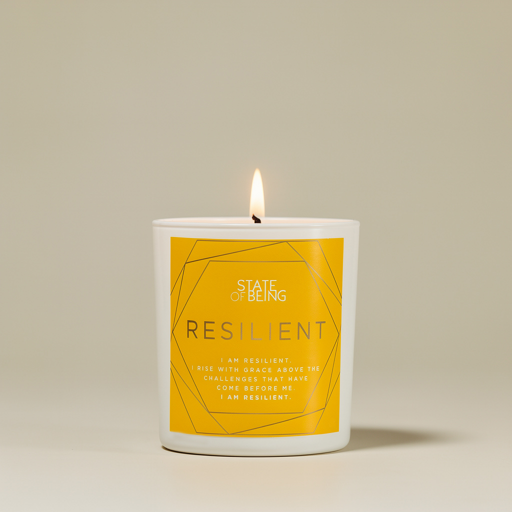 Resilient Affirmation Candle – Peach & Jasmine | 50-Hour Coconut Soy Candle