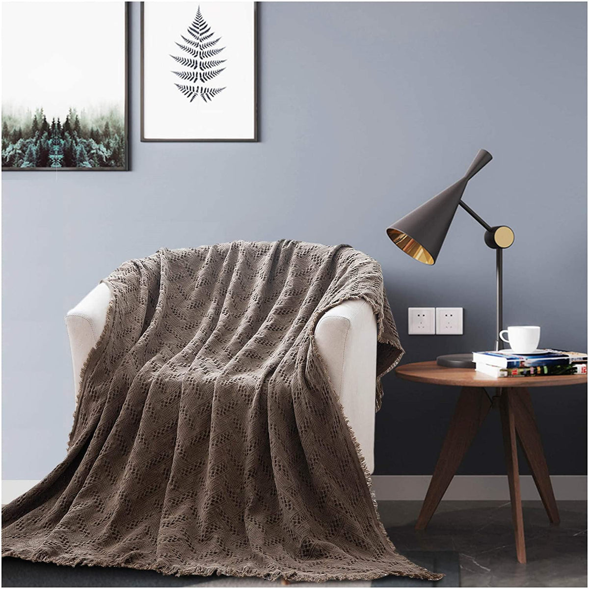 Kasentex Lightweight Cotton Throw Blanket - Soft Decorative Blanket for Sofa or Bed