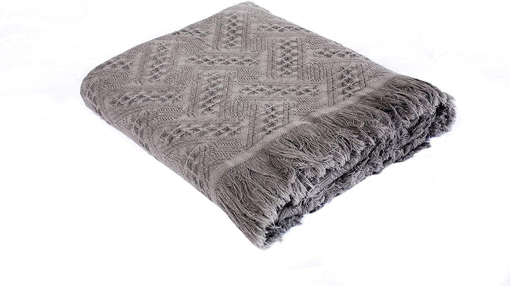 Kasentex Lightweight Cotton Throw Blanket - Soft Decorative Blanket for Sofa or Bed