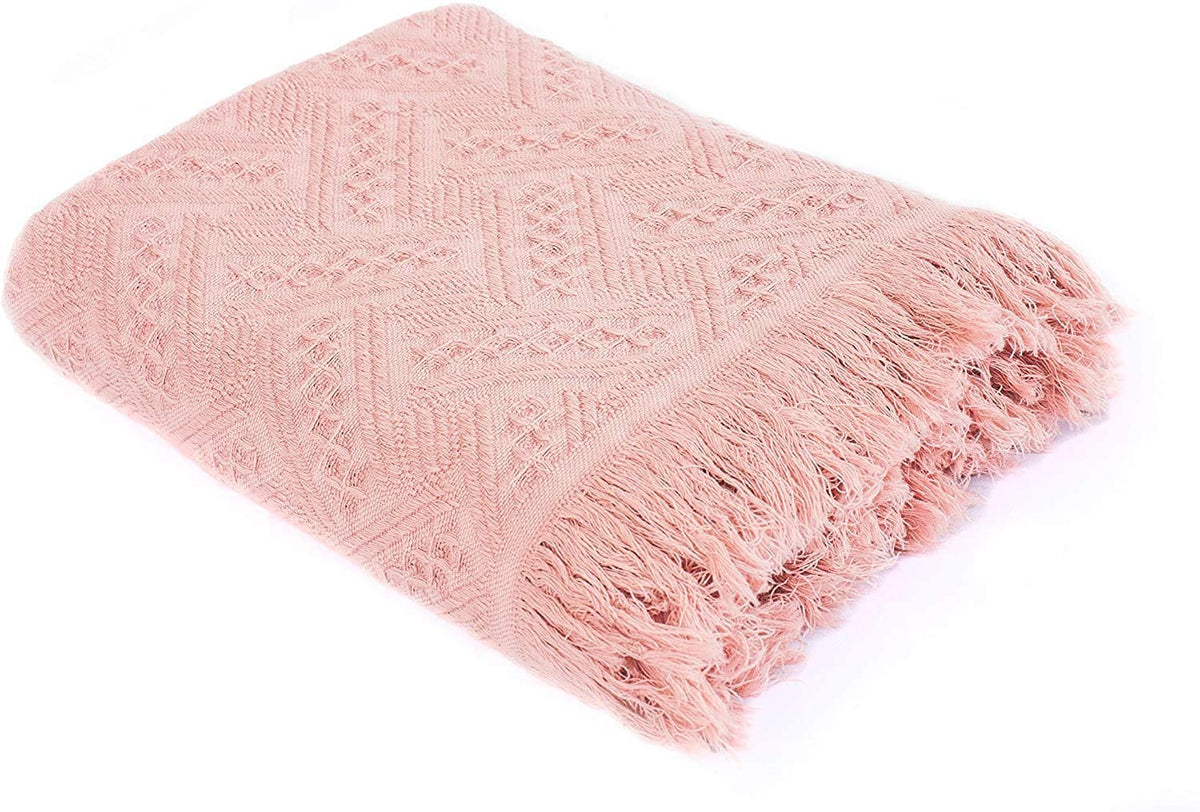 Kasentex Lightweight Cotton Throw Blanket - Soft Decorative Blanket for Sofa or Bed