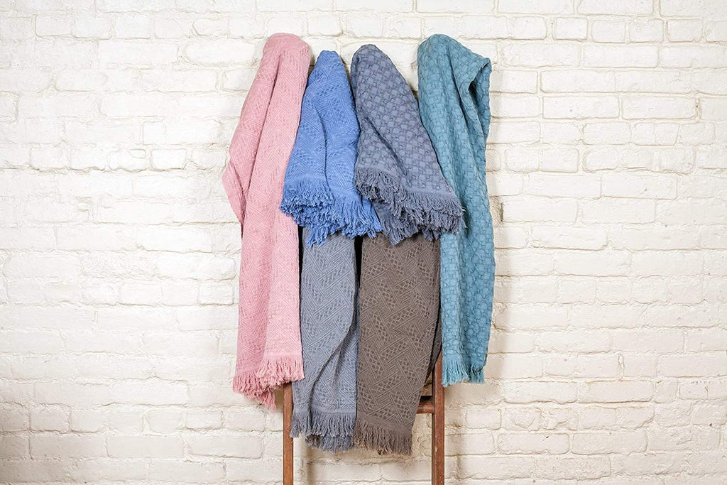 Kasentex Lightweight Cotton Throw Blanket - Soft Decorative Blanket for Sofa or Bed