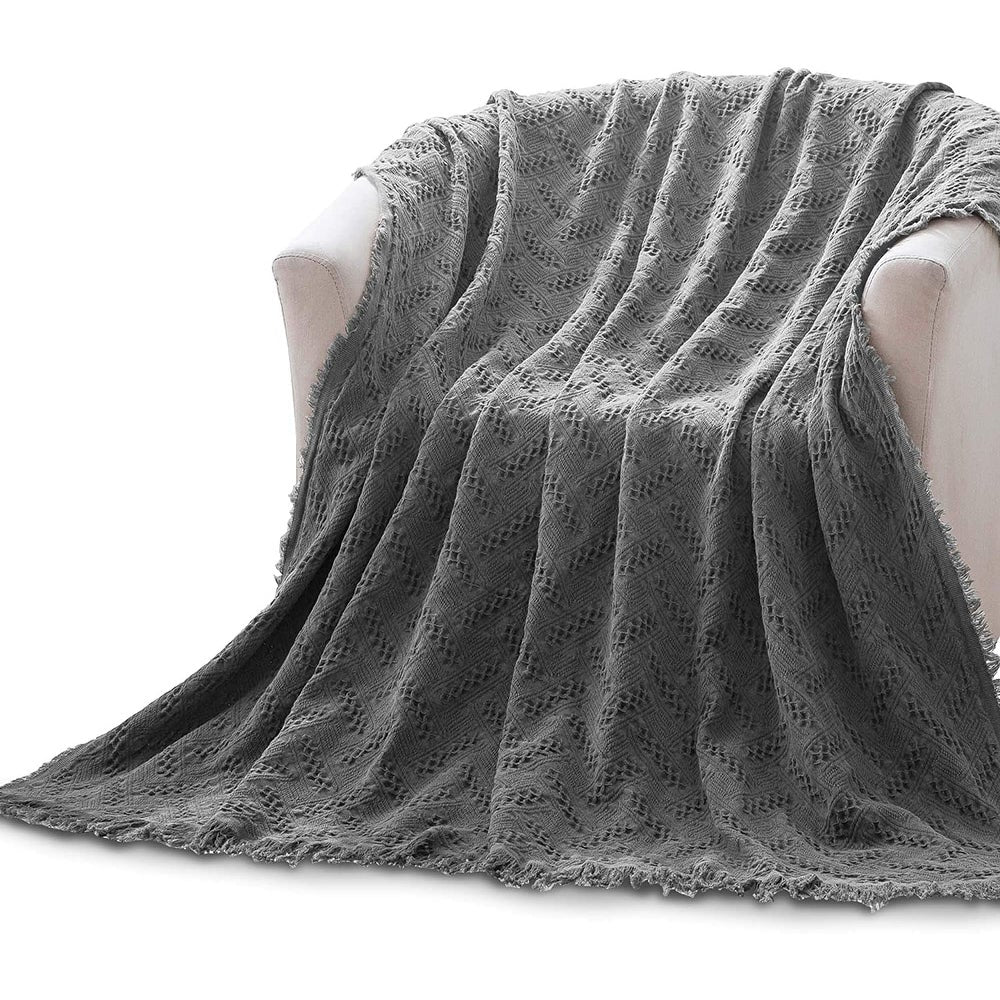 Kasentex Lightweight Cotton Throw Blanket - Soft Decorative Blanket for Sofa or Bed