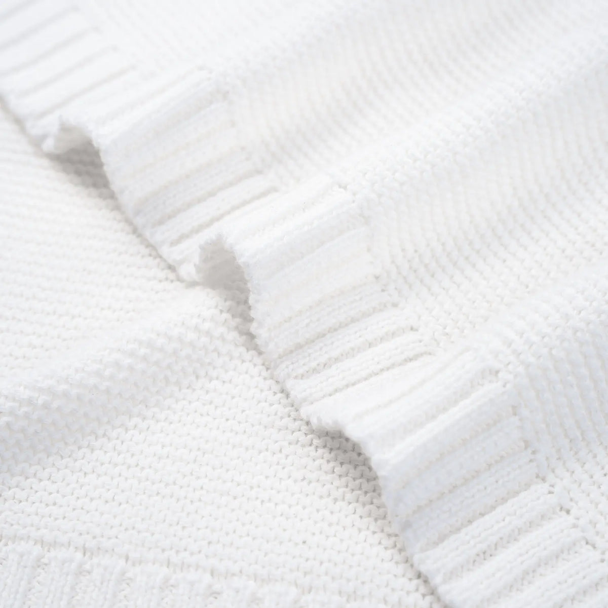 Classic Knit Cotton Baby Blanket in White