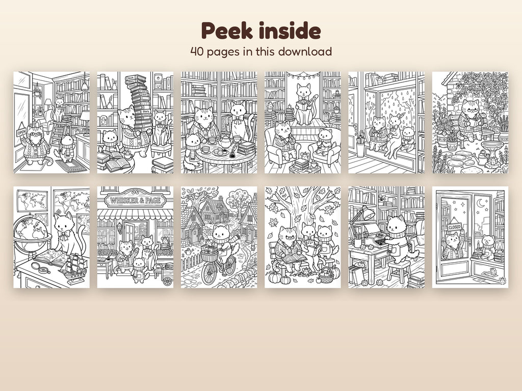 Whisker & Page Bookshop Printable Coloring Pages